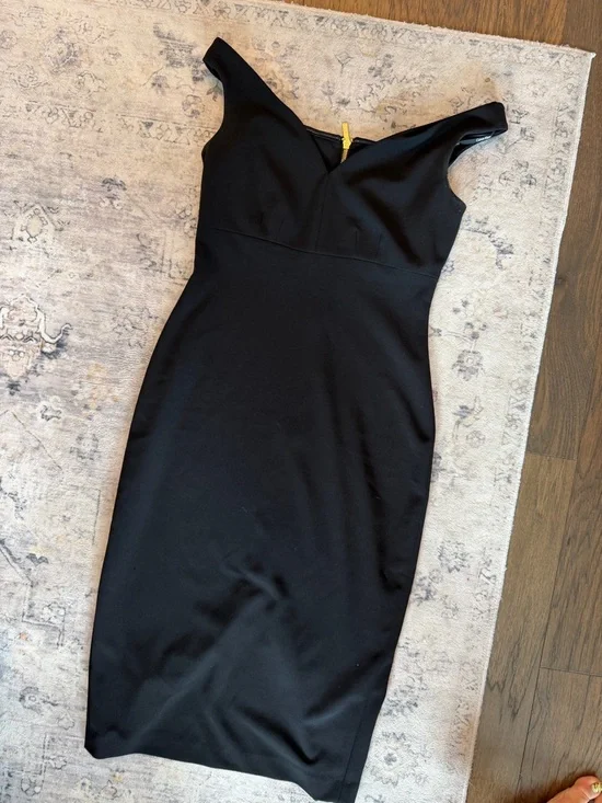 Calvin Klein Off-Shoulder Black Sheath Dress - Picture 4 of 7